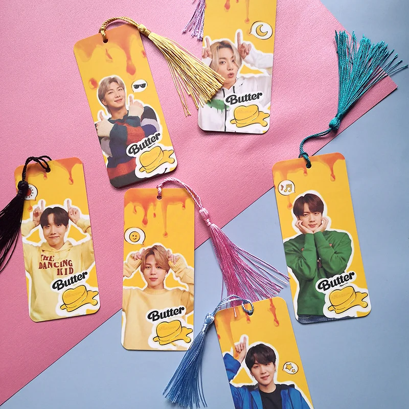 KPOP Bangtan Boys &quotButter&quot Bookmark Card With The Same Paragraph Note Fresh Tassel Paper Star Surroundings | Канцтовары для