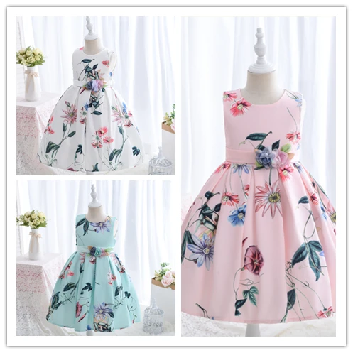 

Yoliyolei Watercolor Floral Print Kids Dresses Casual Look Gowns Comfortable Wear Popular Children Girls Clothes for 3-10 years