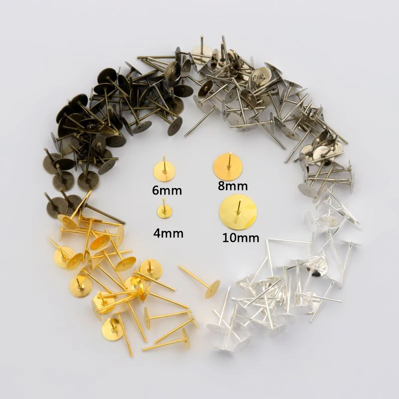 Пустая основа для сережек гвоздиков серебристая/Золотистая аксессуары