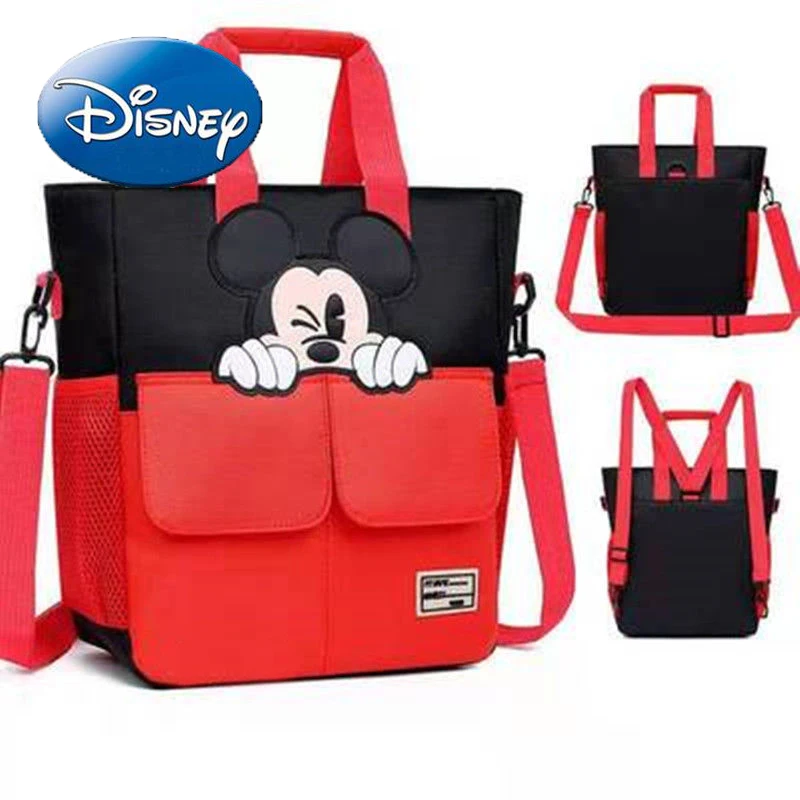 

Женская сумка через плечо Disney с Микки Маусом, милая вместительная мультяшная Сумка-клатч с Минни, легкий детский рюкзак для обучения
