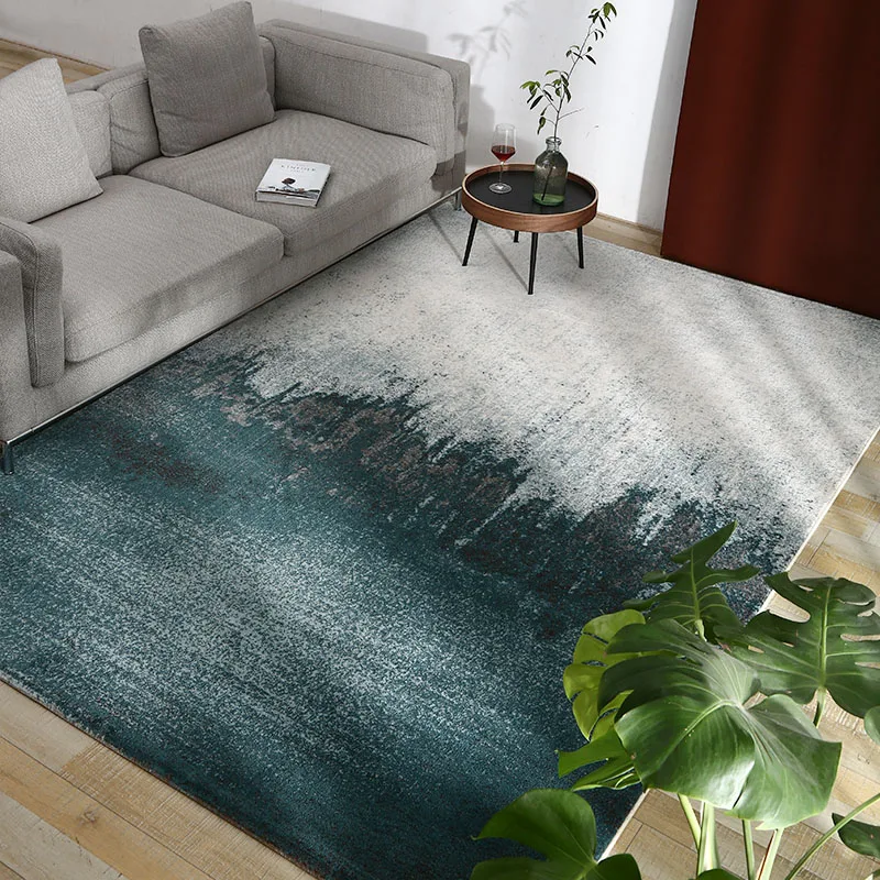 Post modern style abstract dark green art living room rug big size Nordic home decoration machine weaved bedside carpet | Дом и сад