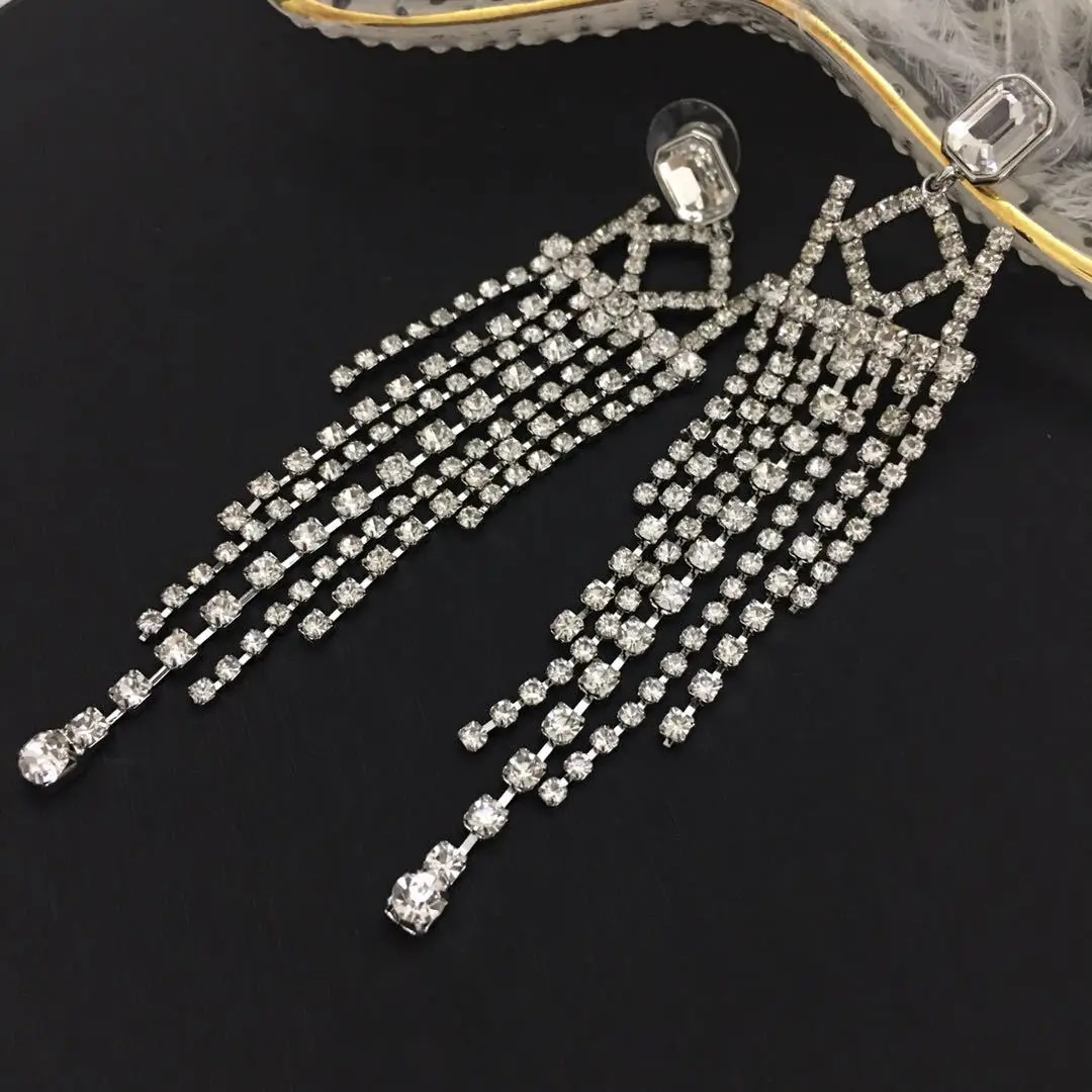 

2020 Sweet OL Wind Crystal Flow Comb 925 Silver color Pin earrings