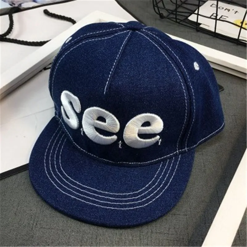 

children denim hat embroidery hip hop hat Boy girl spring summer autumn sun visor A SEE G letters children Baseball cap