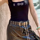 Ремень женский из искусственной кожи, с металлической пряжкой, в стиле панк