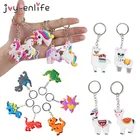 Мультяшный Единорог лама динозавр ПВХ брелок кольцо Дети День Рождения вечерние украшения подарок животное брелок Единорог динозавр вечерние украшения