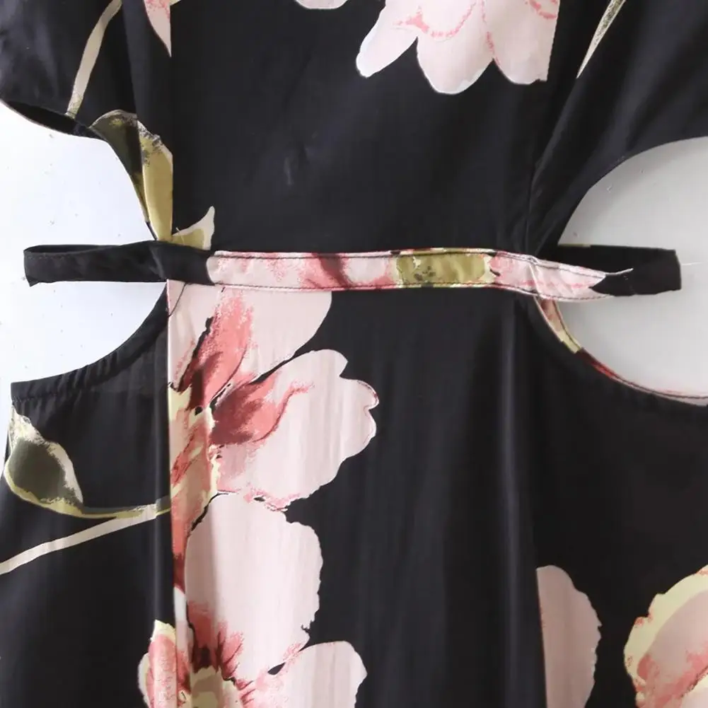 

Dress Sleeveless Floral Print Women Backless Maxi Dresses for Party Vintage Floral Printed Long Maxi Dress