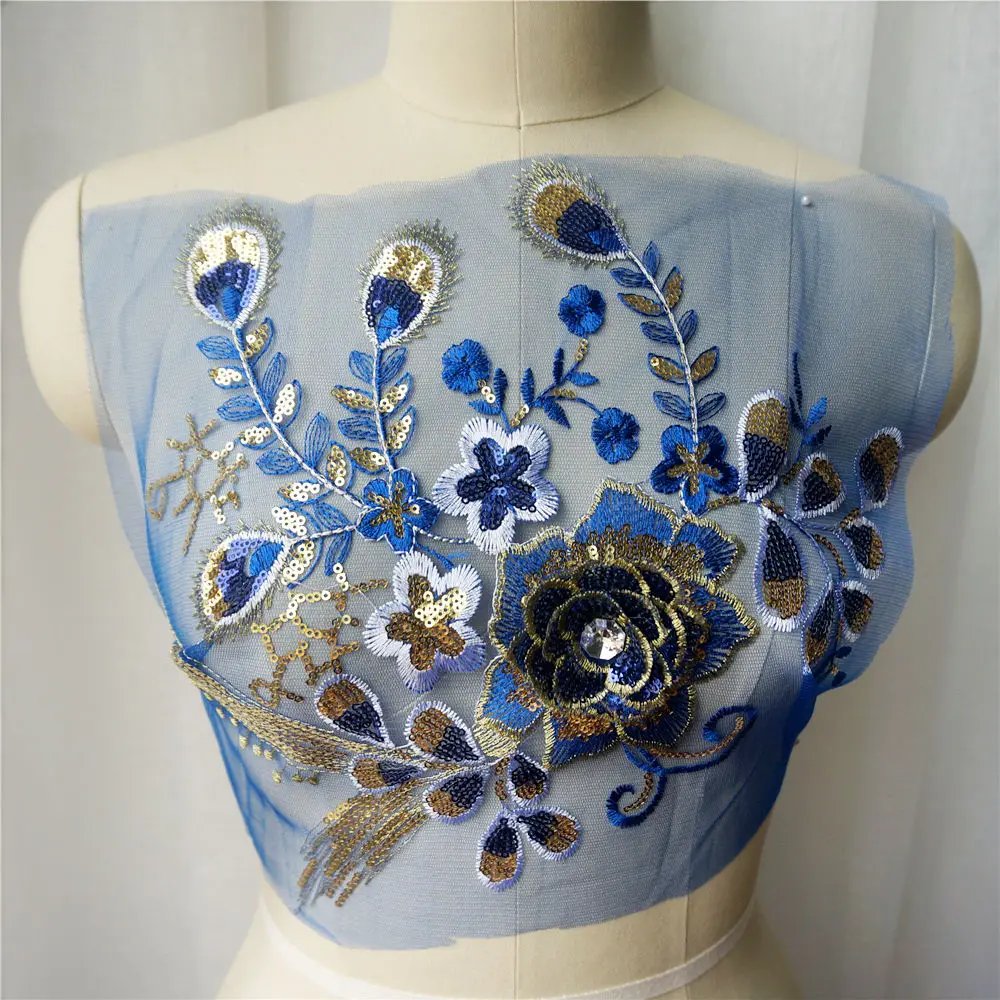 Вышитый кружевной воротник для платья с блестками и перьями | Дом сад