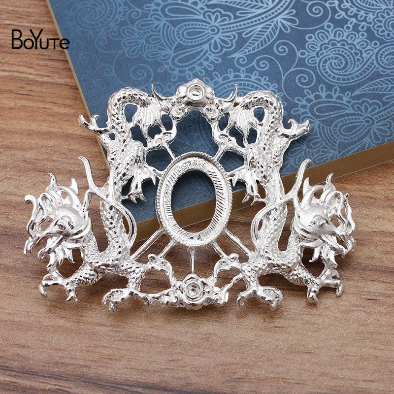 Silver Plated BoYuTe 5 шт. 53*73 мм дракон с 15*20 мм Пустые ювелирные материалы Diy ручной работы металлический сплав аксессуары Запчасти - Цвет: Silver Plated