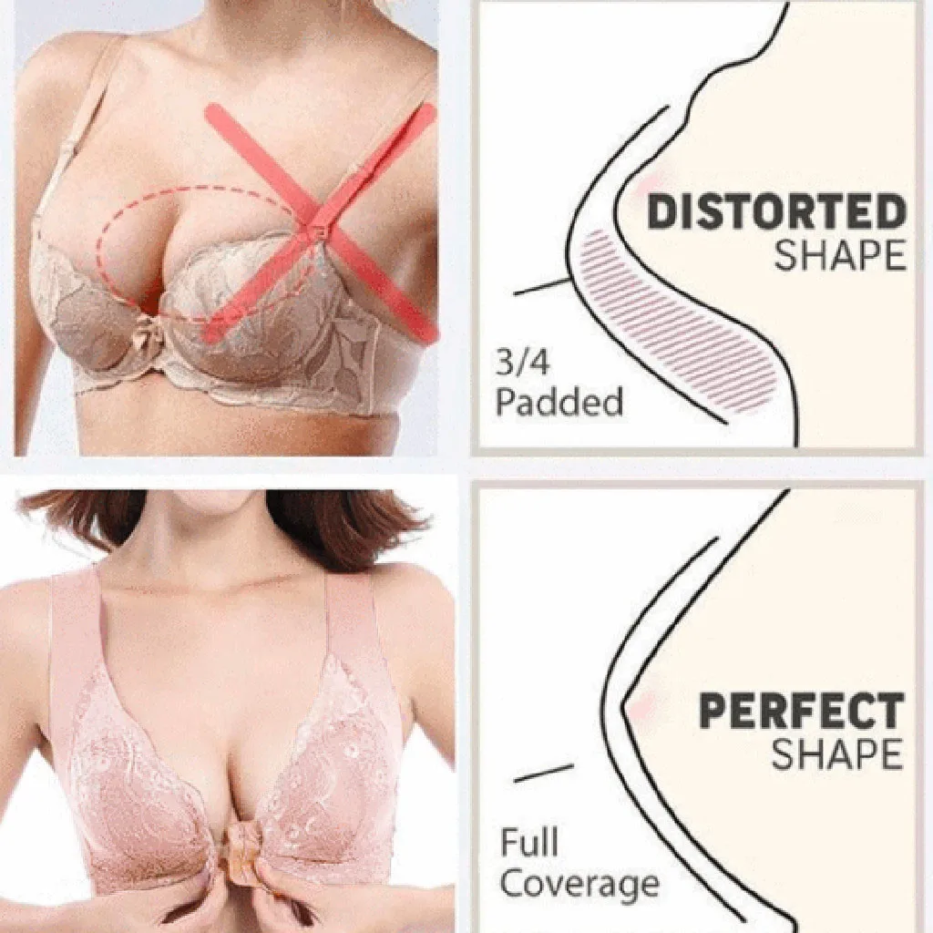 

Women's Adjustable Sports Front Closure Extra-Elastic Breathable Lace Trim Bra Thin Underwear Sexy Lingerie Soft Bras For Women