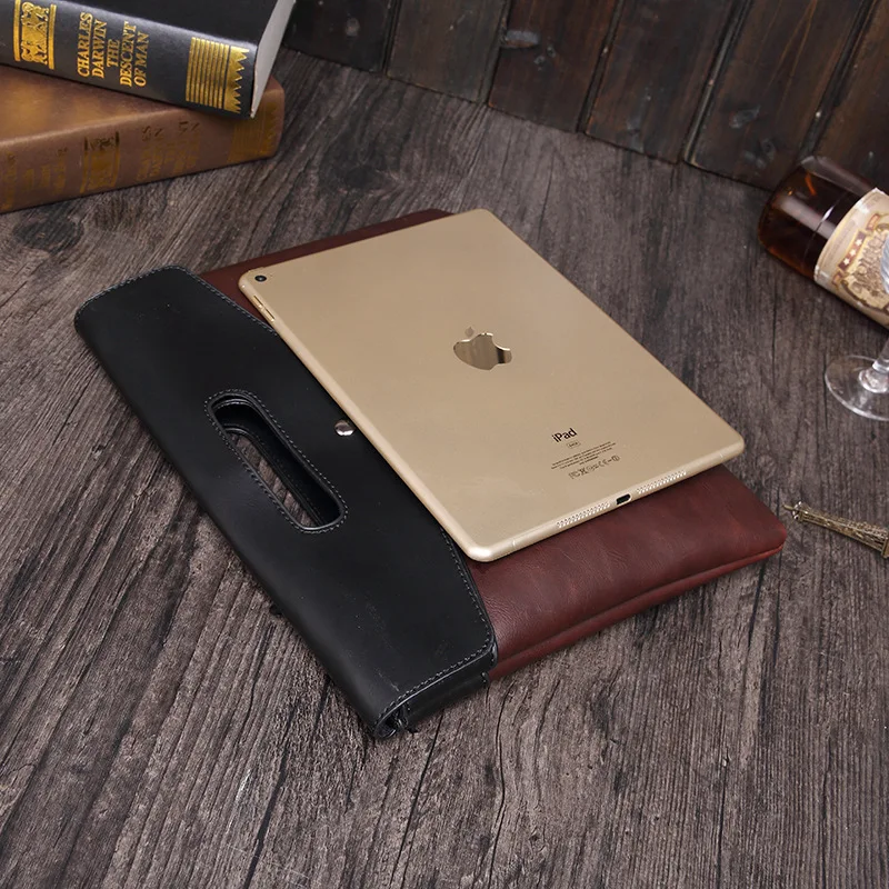

New Retro Leather Men's Bag Crazy Horse Leather File Briefcase Men Shoulder Messenger Bag Fashion Ipad Handbags