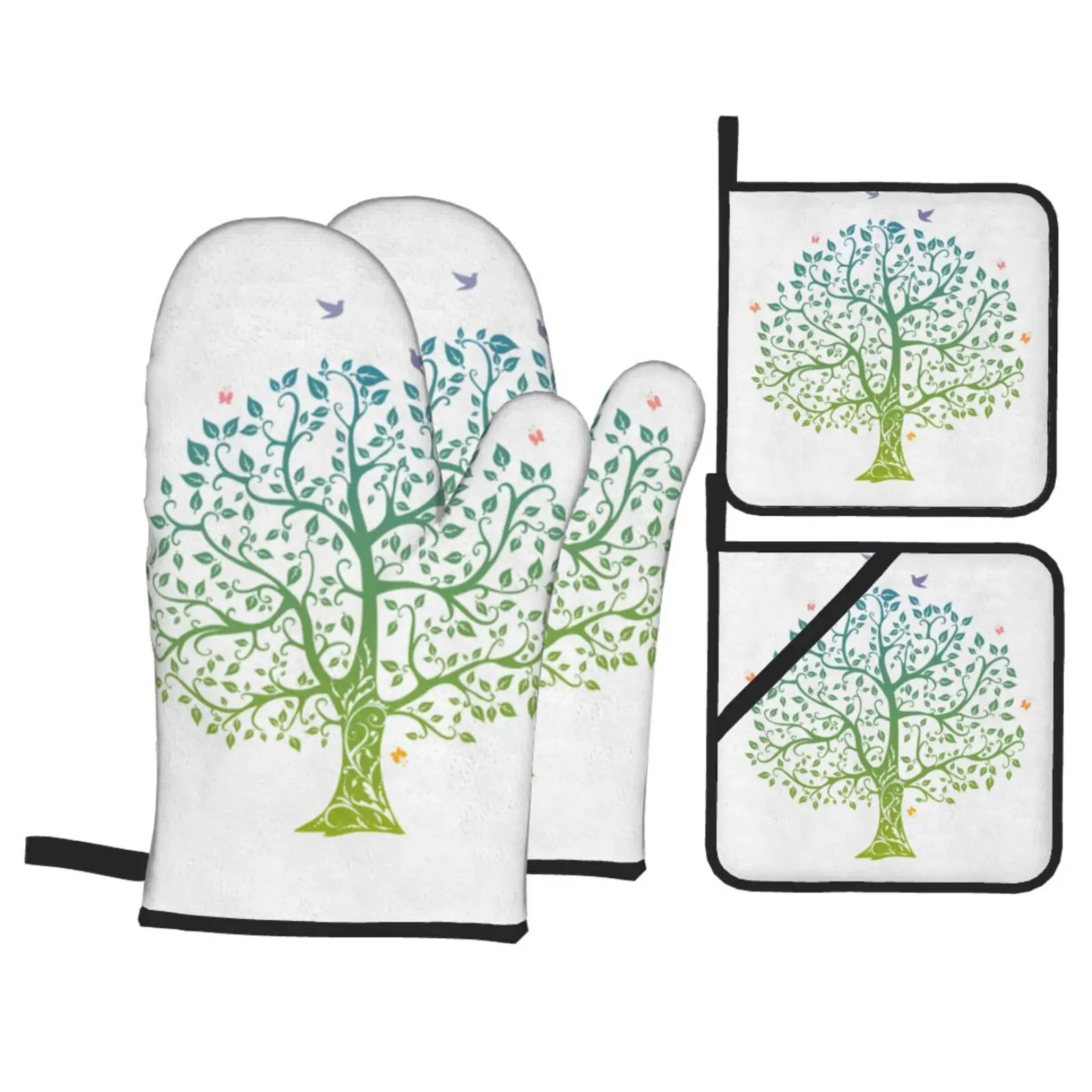 

Original For Baking 4-piece Set Oven Mitts Hot Grip Gloves and Mittens Potholders Heat Resistant Kitchen Glove Bakeware Dining