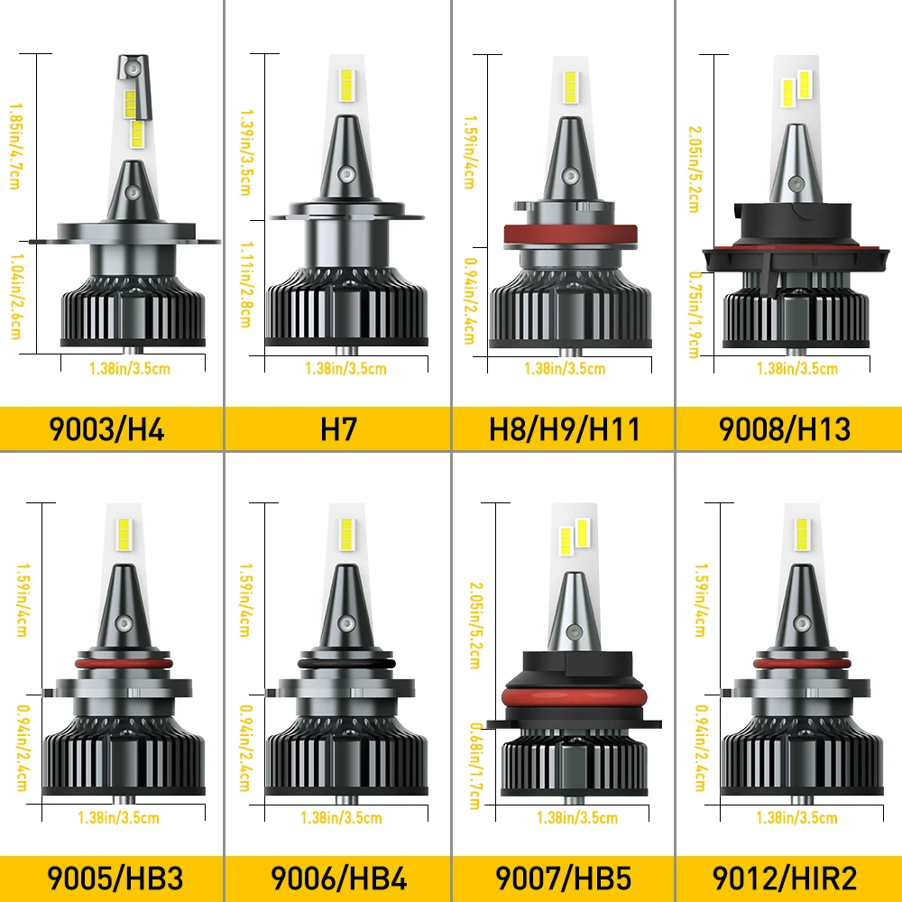 AUXITO 2Pcs Car Lights H7 16000LM H4 H11 H11B LED Lamp CANBUS Headlight Bulbs H8 9005 9006 HB3 HB4 9012 H13 9007 LED Bulbs 12V images - 6