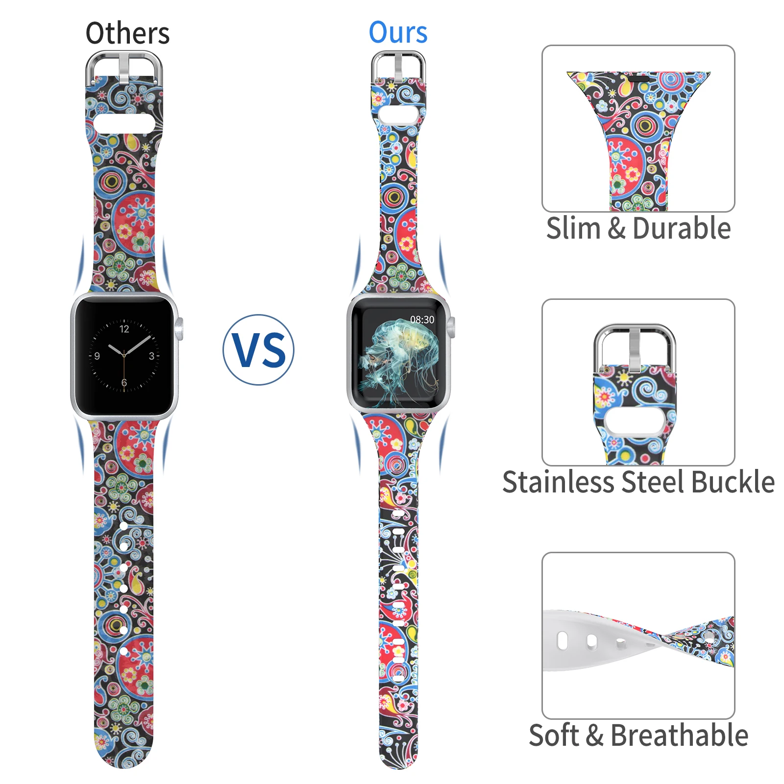 Toyouths печатных силиконовый ремешок для наручных часов Apple Watch брюки спортивные с