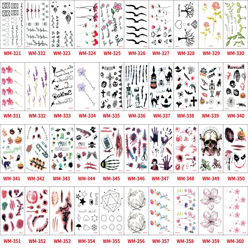 

Новая наклейка с татуировкой, привлекательная, красивая, водостойкая, долговечная, Литературная, Цветочная, мультяшная, Хэллоуин, временная...