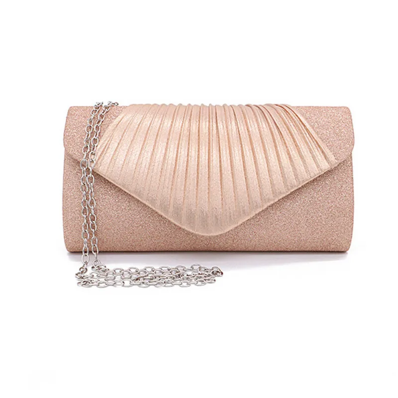 

Evening clutch Bags PU Fashion Minaudiere Ruched Solid purses and handbags Chain shoulder bag Euro-American style