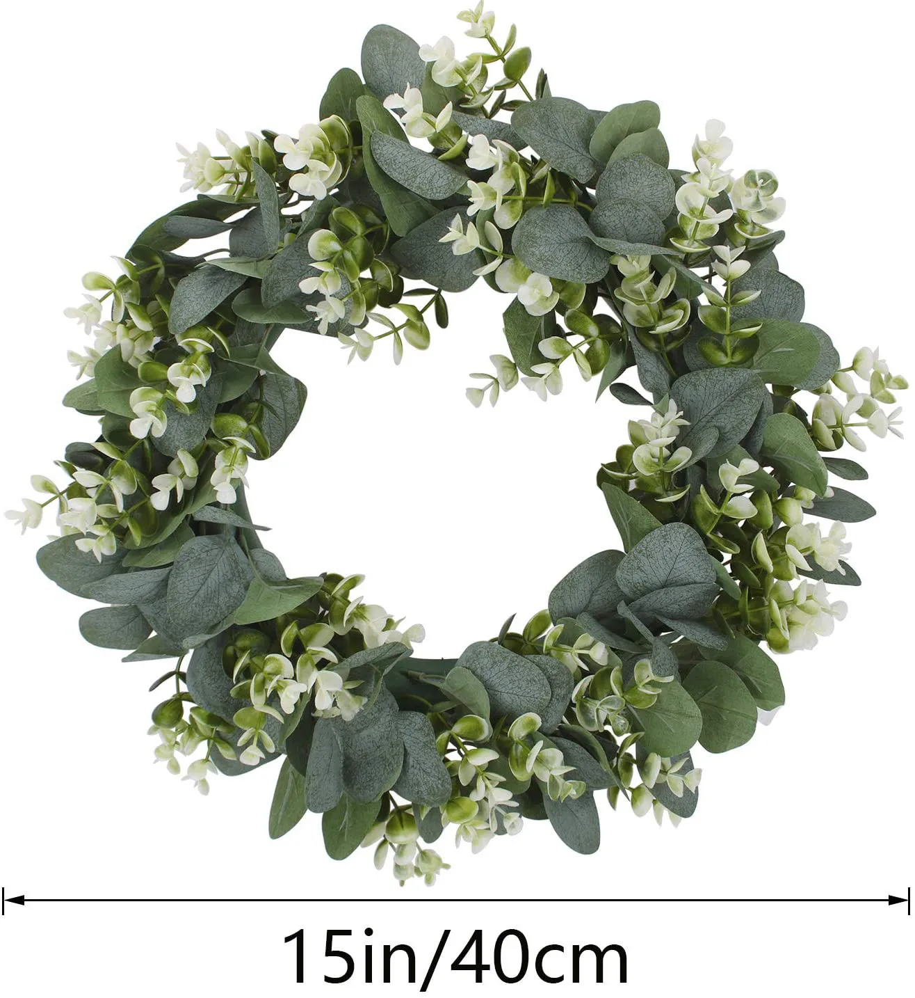 

40#White Simulation Garland Lysimachia Ring Field Pendant Door Knocker Round Leaf Decoration Wreaths Door Hanging Accessories
