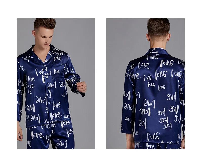 

Men's Cardigan Shirt Pajamas for Summer Plus Size Home Suit Pants Pajamas Men's Long-Sleeved Pajamas Home Suit