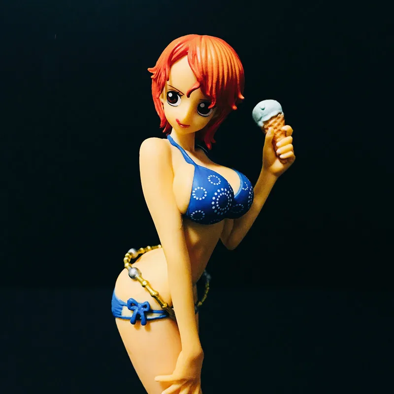 7&quot One Piece Nami Swimsuit Anime Sexy Figures Ice-Cream Golden Cat Sticker Original Version PVC Action Figure Toy BOX 17CM Q350 | Игрушки