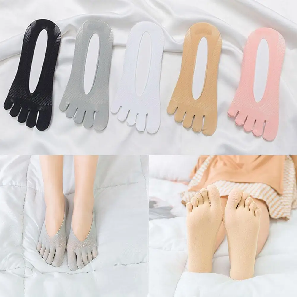 

1pair Summer Ultrathin Five-finger Socks Unisex Invisible Sock Sock Anti-friction Silicone Female Breathable Anti-skid Toe C0v2