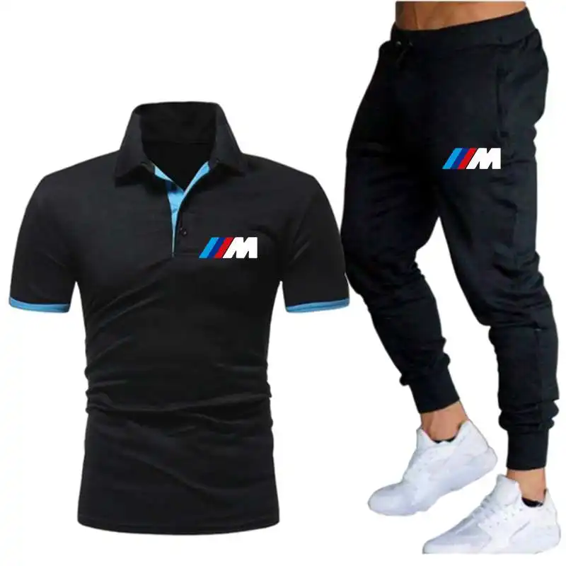 

2021New BMW M Men's Summer Leisure Sets POLO+pants Two Pieces Casual Tracksuit Male Sportswear Gym Brand Clothing Sweat Suit