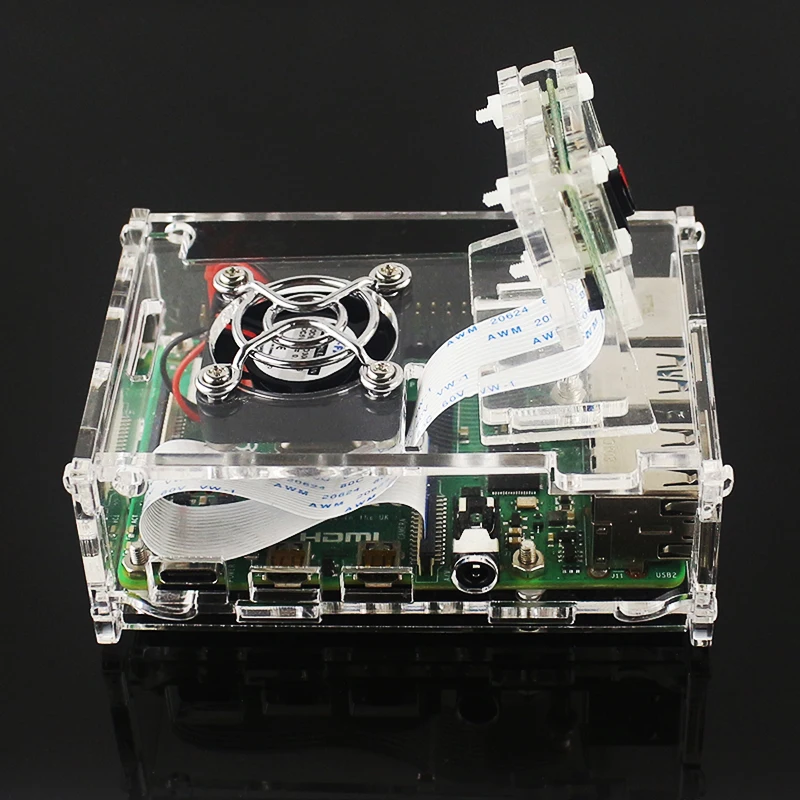 Raspberry Pi 4 Модель B акриловый чехол+ 5MP OV5647 камера+ FFC+ акриловый держатель+ вентилятор охлаждения+ радиаторы для Raspberry Pi 4