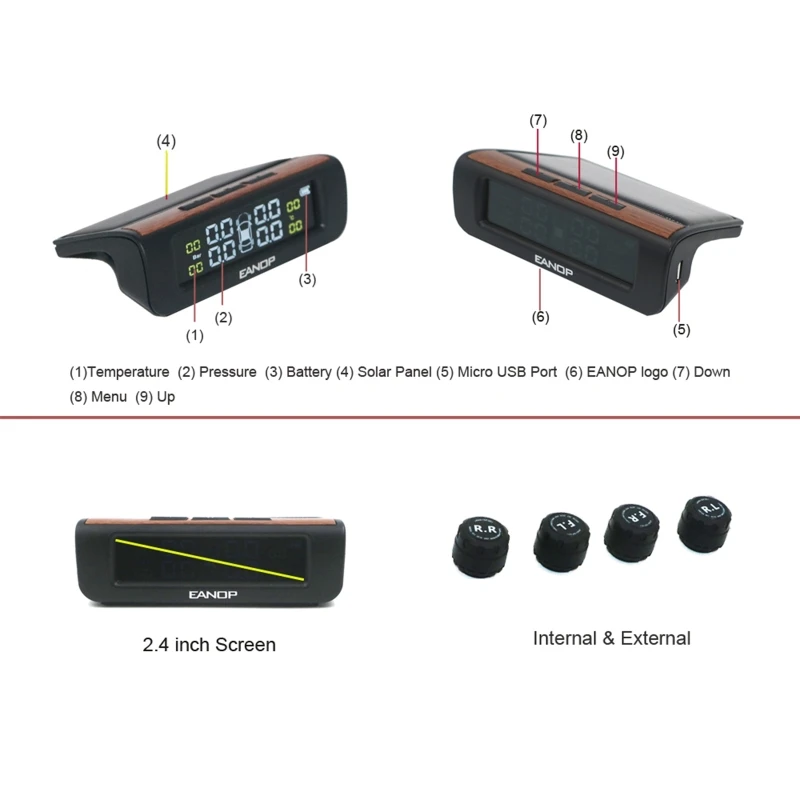 

Solar Power Digital Car Tyre Pressure Monitor LCD Display Monitoring System Auto Security Alarm Pressure External Sensor