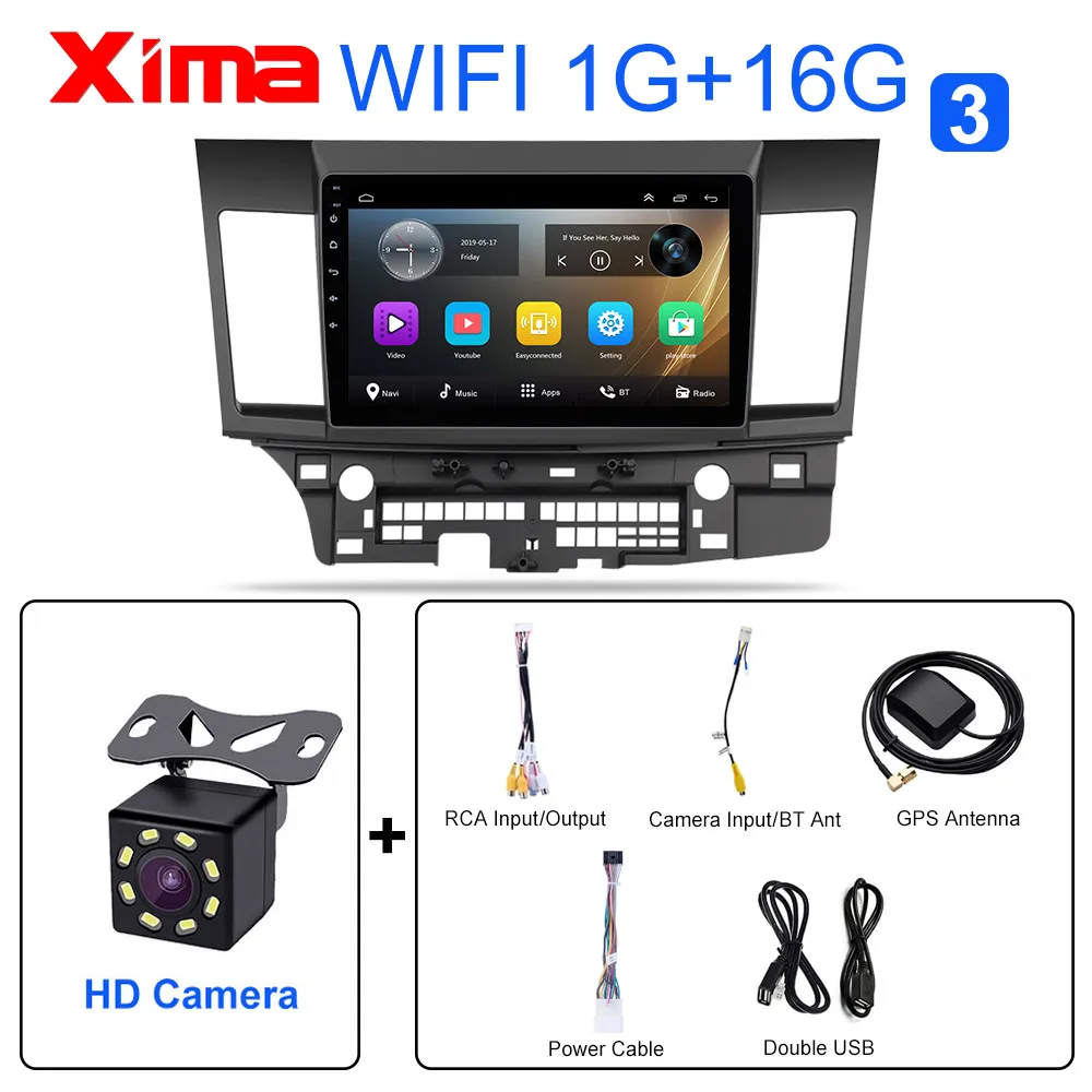 10 Inch 2din Car Android 9.0 Car DVD Player for Mitsubishi Lancer 2008 2009 2010- Car Radio GPS Navigation Multimedia Player - Цвет: RAM 1G YS-CAM