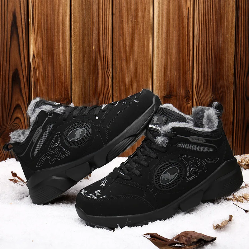 Зимние теплые кроссовки увеличивающие рост Мужская обувь черная утепленная с