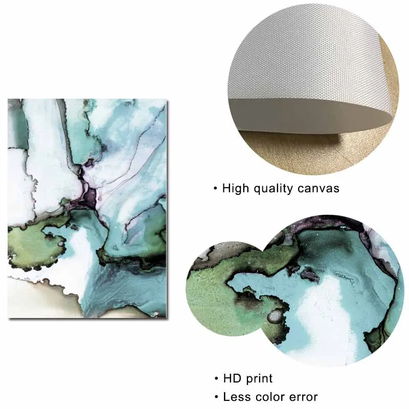 Голубая настенная мраморная печать абстрактная Акварельная живопись холст Агат