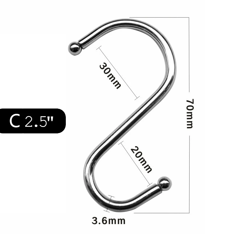 C (7cm) XZJJA 2-8 шт Металлические форменные крючки для кухни, аксессуары для ванной комнаты, подвесные стеллажи для хранения, вешалка для ключей, органайзер для мелочей, крючки для мясника - Цвет: C (7cm)