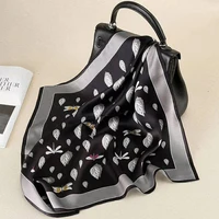silver black small square scarves 2020 fashion brand 100 silk scarf bag handle ribbons summer autumn women neck scarves printd