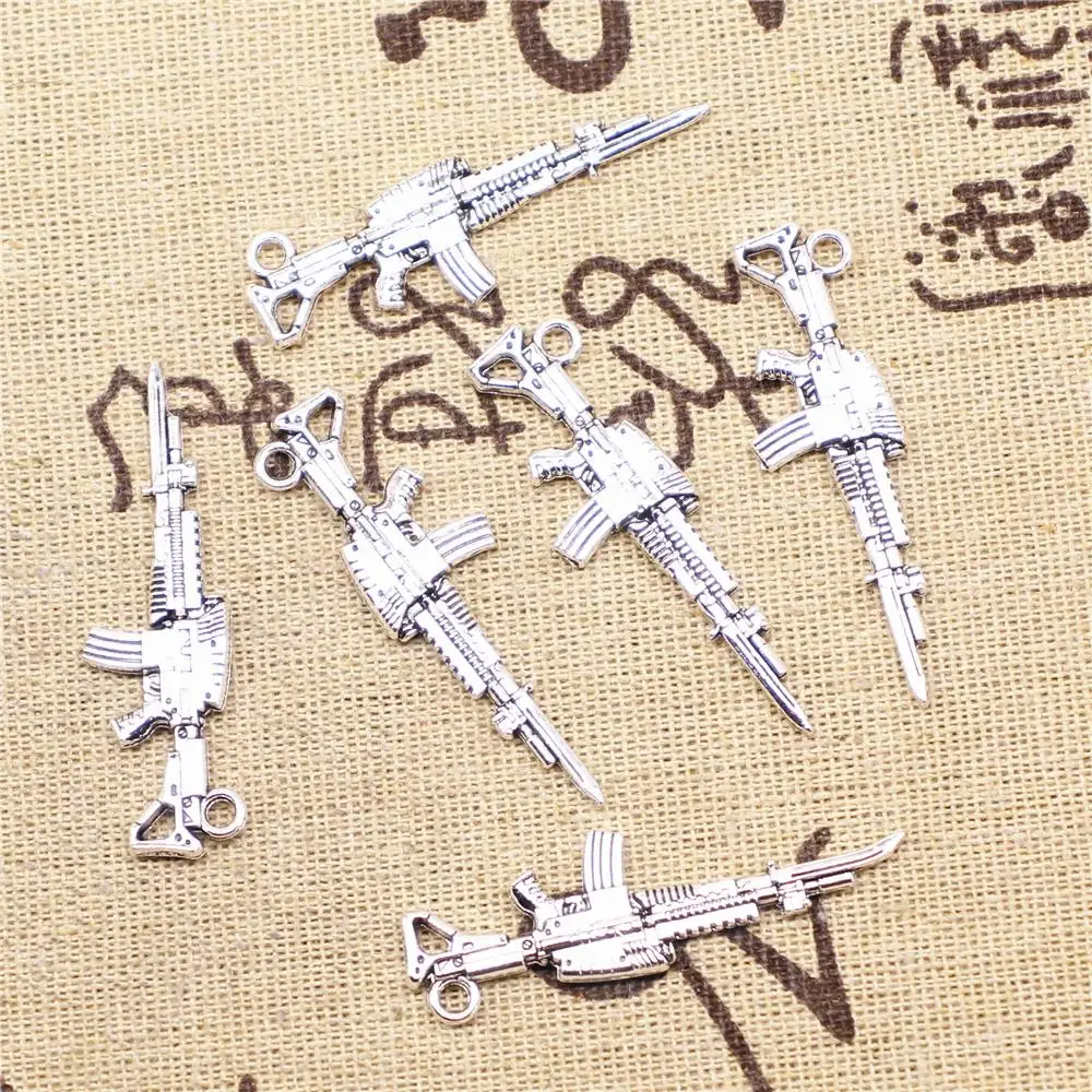 

Supplies For Jewelry Making 5pcs 15x45mm Antique Silver Color Gun Charms