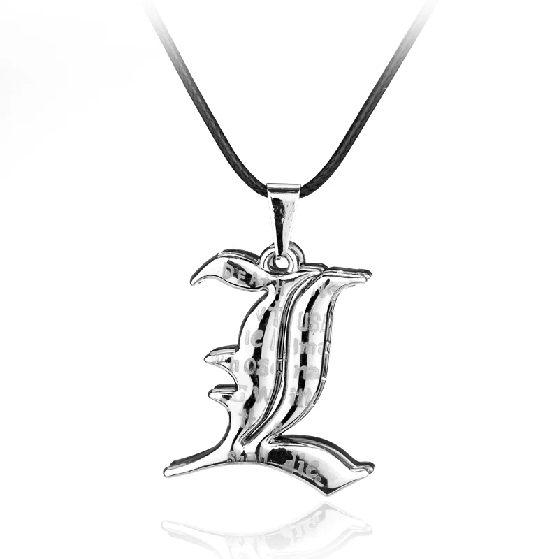 

Death Note L Lawliet Necklace Stainless Steel Old English Letter Pendant Beads Chain Necklaces Cosplay Jewelry Accessories Gift