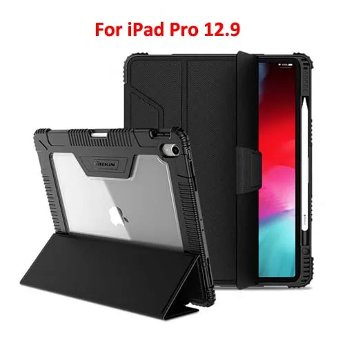 Black- iPad Pro 12.9 Для iPad Pro 11 12,9 чехол Nillkin противоударный кожаный умный флип-чехол для сна чехол для iPad 9,7 с функцией подставки - Цвет: Black- iPad Pro 12.9