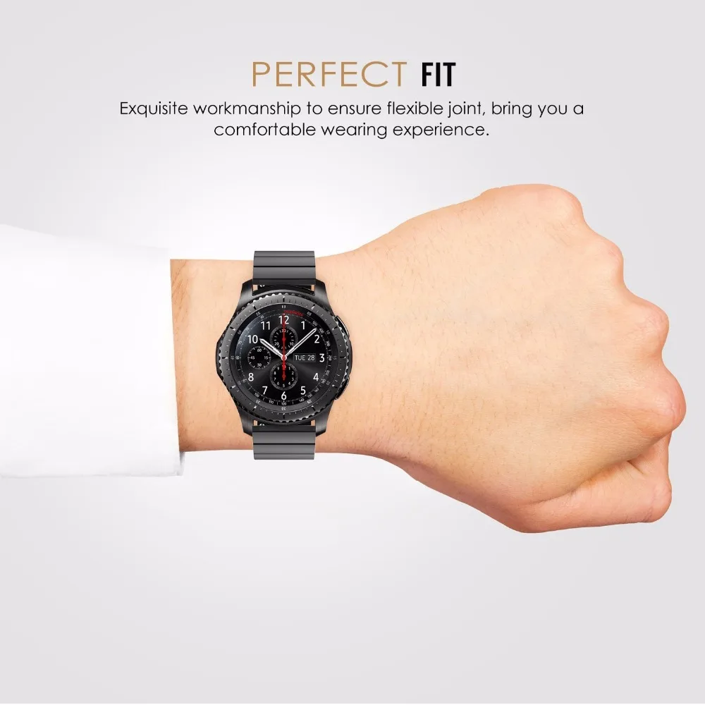 18mm 20mm 22mm Watch Band Strap for Samsung S3 Galaxy Watch3 41mm 45mm Stainless Steel Replacement Smart Watch Link Bracelet