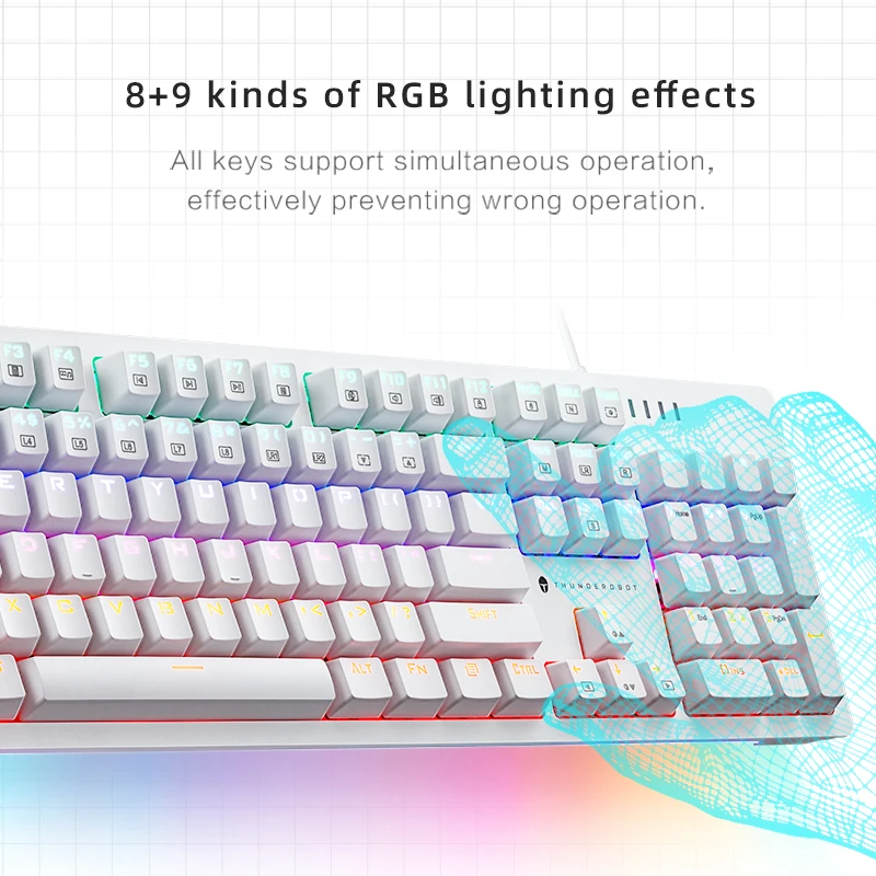 

KG3104 RGB Mechanical Keyboard Wired USB Gaming Keyboard 104 Keys Gamer Blue Switch Red Switch White Keyboard Gaming Keyboards