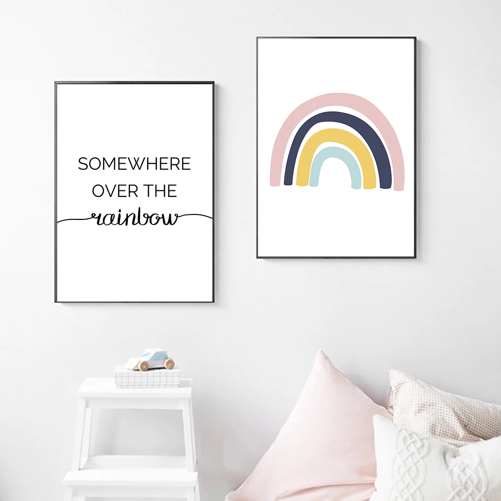 Где то над радугой холст живопись детская настенная художественная Северный