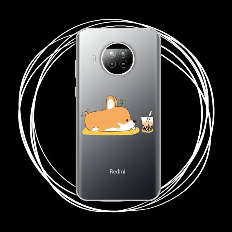 

Cartoon Corgi Phone Case Transparent for xiaomi redmi note 8 9 9s 11 10t lite pro