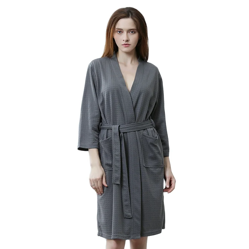 Ночная сорочка для пар банный халат однотонный вафельный сексуальный кардиган