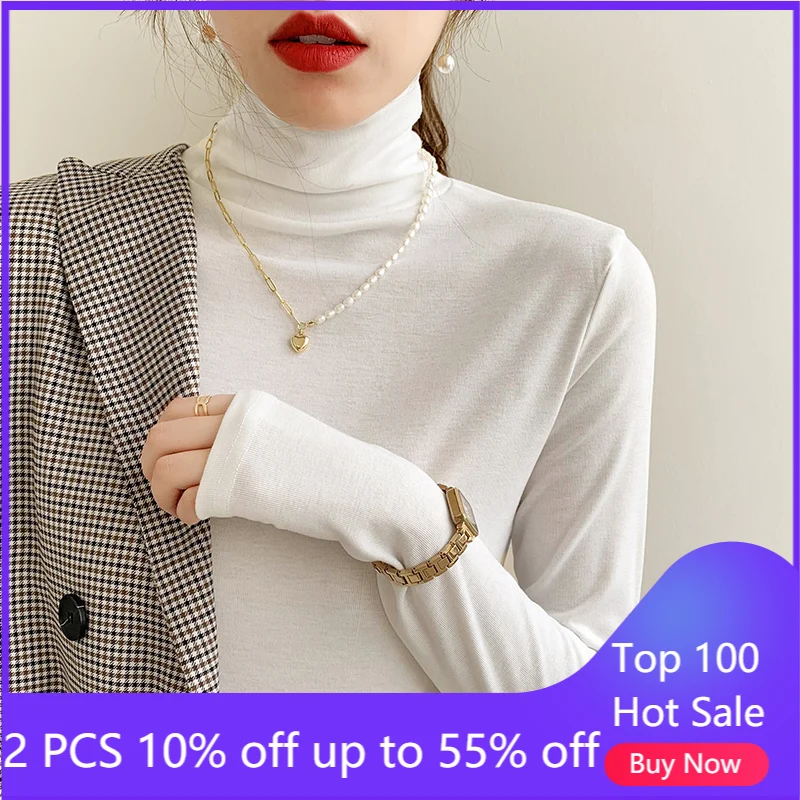 

Женская водолазка с длинным рукавом, Женская осенне-зимняя одежда, тонкие мягкие повседневные топы 6347 #