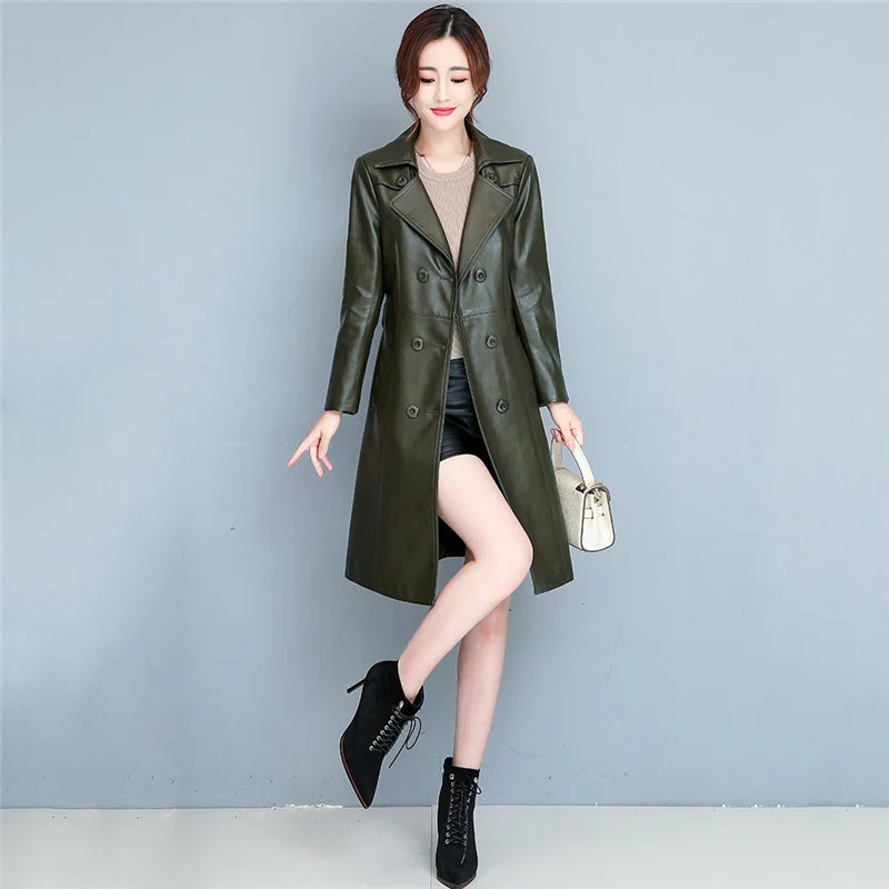 

Leather Jacket Women Blue M-7XL Plus Size 2021 Autumn Winter New Korean Fashion Slim Green Red Moto Leather Coat Feminina