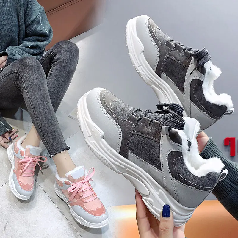 Женская обувь на толстой резиновой подошве с мехом Прямая поставка 2019 новая