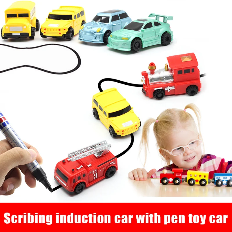 

Magic Pen Inductive Car Truck Follow Drawn Line Track Engineering Educational Mini Toy M09