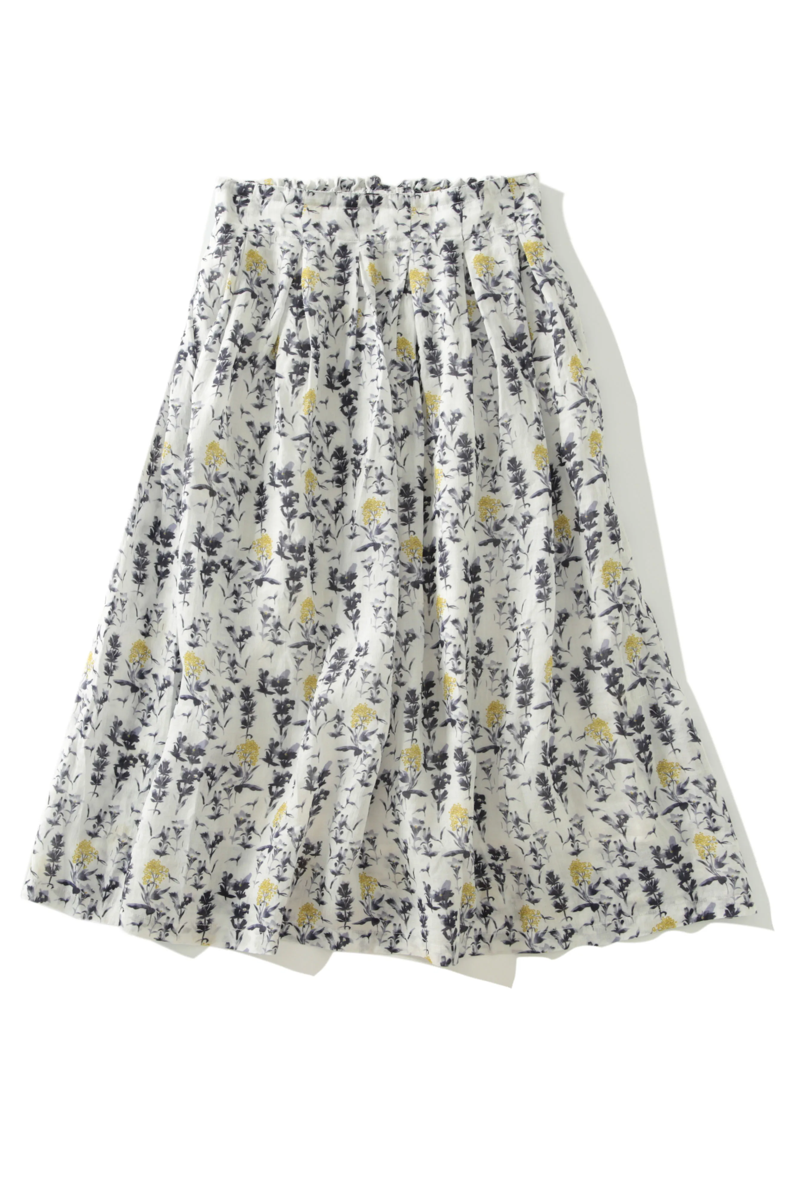 

Summer New Women Japanese Style Elastic Waist Casual Floral Print Comfortable Water Washed Light Thin 42*42 Ramie Skirts