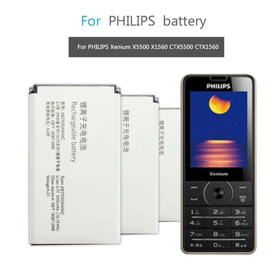 AB2900AWMC для PHILIPS Xenium X5500 X1560 CTX5500 CTX1560 запасная батарея для мобильного телефона 2900 мАч