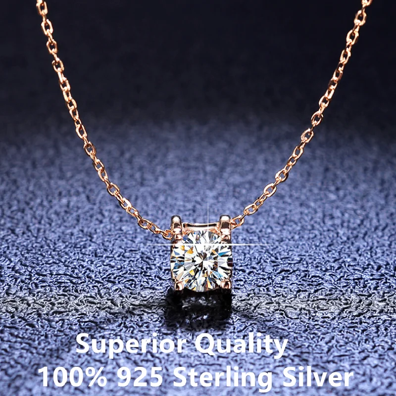 

Inbeauté pingente de diamante, colar 925 prata, 18k branco, excelente, corte 1ct d moissanite, jóias colares