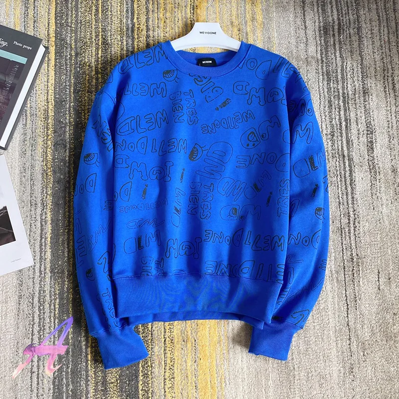 

We11done Sweatshirt Oversize Men's Women's Full Letter Print Pullover Welldone Fashion Round Neck Sweatshirts
