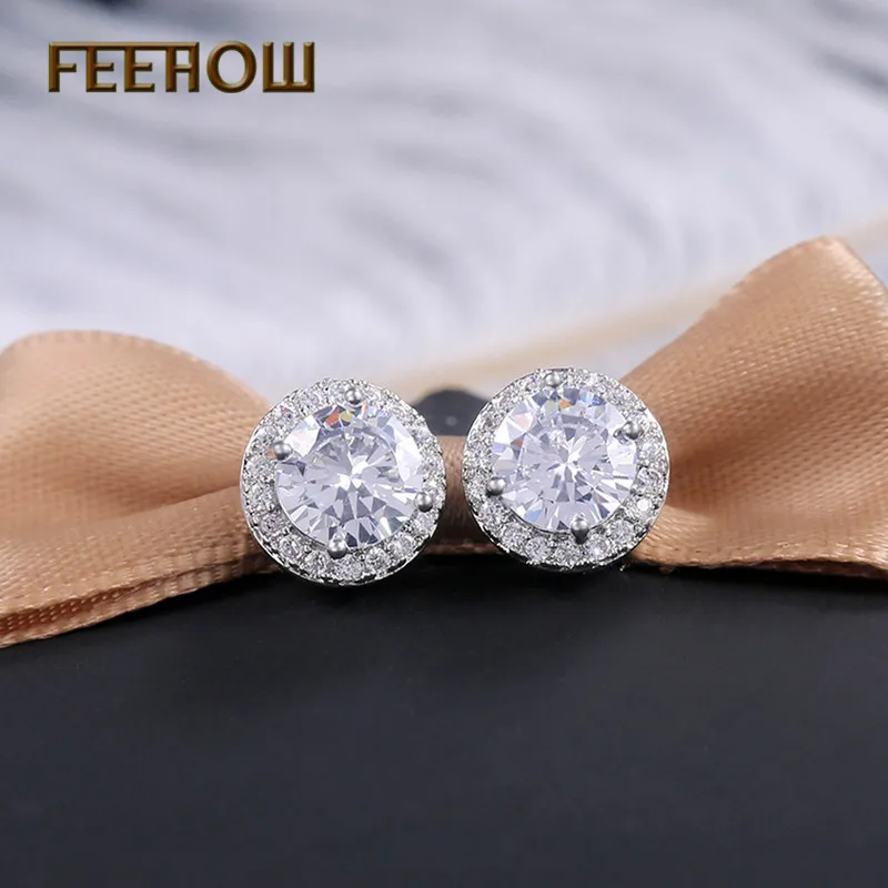 FEEHOW 6 цветов модные ювелирные изделия Белый фианит круглой формы микро