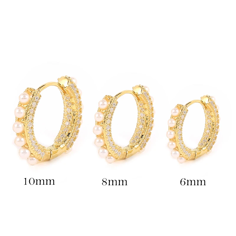 

MORSE Pearl Zircon Earrings For Women 925 Sterling Silver Round Hoop Earrings Jewelry Circle Piercing Earings Girls Jewelry Gift