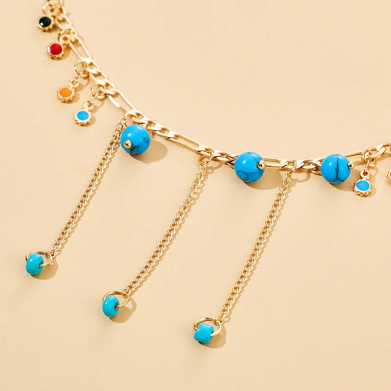 

Juorest Bohemia Sweet Tassel Necklace Casual Stone Sun Flower Chain Necklace Fashion Girls Slim Choker Necklace Jewelry Gift